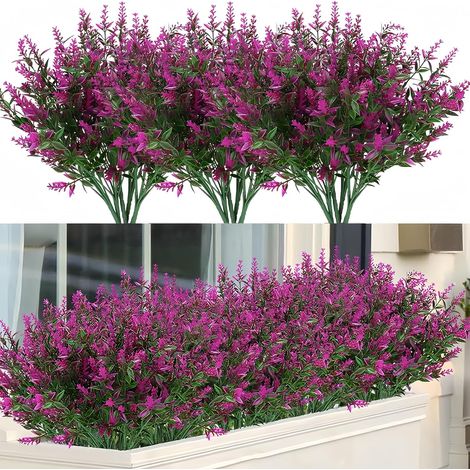 12 Bouquets, Lavande, Plastique, Résistant UV, Flexible, 37-40cm, Balcon, Jardin