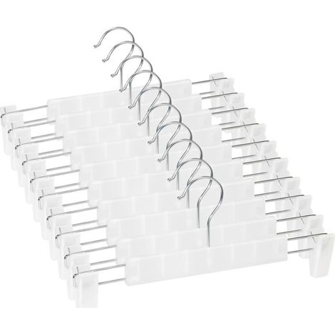 Set trasparente di 10 grucce per gonne/slip, incluse 2 clip regolabili e antiscivolo, per appendere i pantaloni. (1/4)