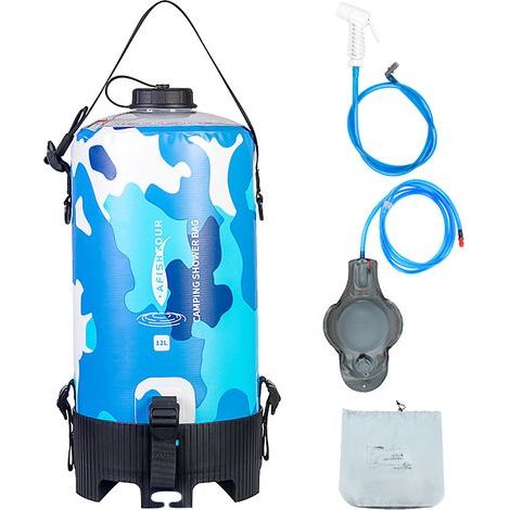 12L Portable Camping Shower Bag with Foot Pump and Head Hose for Hiking (1/5)