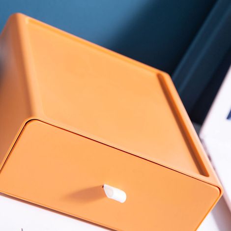 Boîte de rangement de bureau bicolore, étagère de rangement à tiroirs pour bureau et maison, organiseur et boîte de rangement pour fournitures scolaires, orange abricot (1/5)