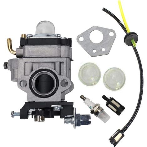 Carburatore per decespugliatore 52cc 49cc 43cc 40cc Motore per decespugliatore a due tempi Carburatore, kit carburatore con guarnizione, tubo flessibile, candela e filtro carburante (1/5)
