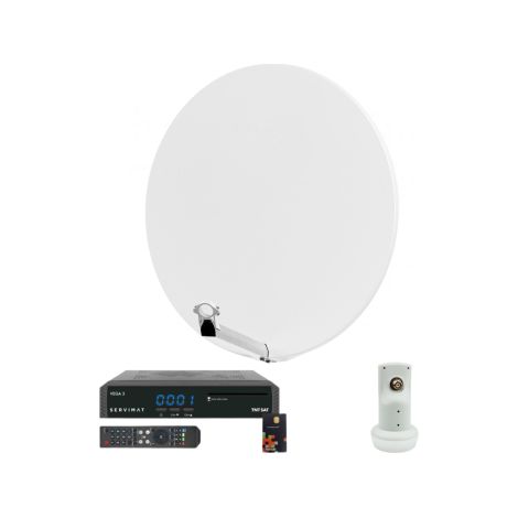 Pack HDSAT Parabole Satellite Fibre Composite Blanche 85cm + LNB Single + VEGA 3 Récepteur TV satellite Full HD + Carte (1/5)