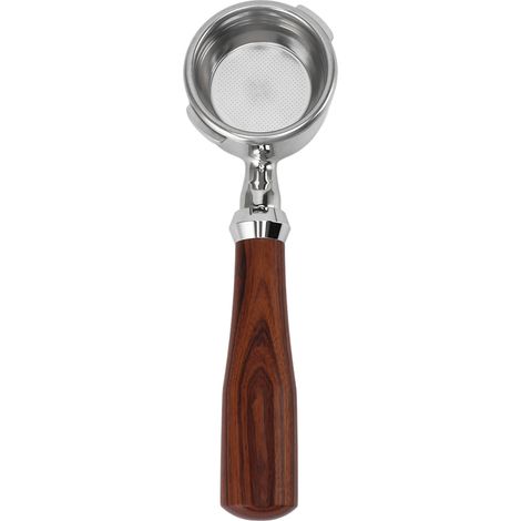 Portafiltro sin fondo de acero inoxidable de 58 mm para cafetera GAGGIA tipo E con mango de madera rojo. (1/5)