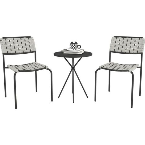 Ensemble de mobilier de jardin, salon de jardin pour balcon et terrasse pour 2 personnes, ensemble 3 pièces comprenant 2 chaises et une table, gris (1/3)