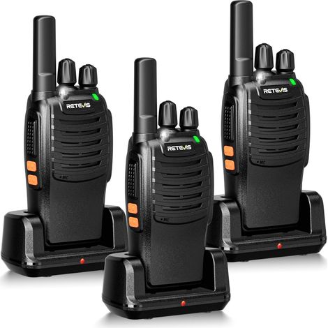 Talkie Walkie, Talkie-Walkie Longue Portée Appairage en Un clic, Alarme d'urgence, VOX, Type-C, Walkie Talkie Professionnel pour Commerce de Magasin, Détail (Noir, 3 Pièces) (1/5)