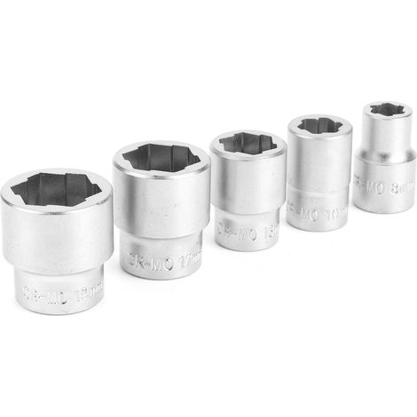Kit 5 douilles extractrices pour écrous et boulons endommagés ou arrondis, 3/8 pouces, tailles 8, 10, 13, 17 et 19 mm (1/5)