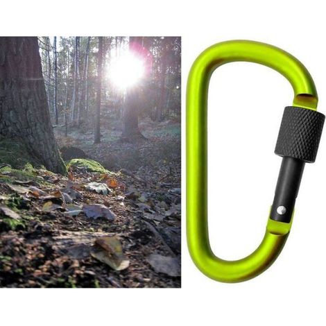 Mousqueton À Vis - Aluminium - 8 cm - Pour Fixation Équipement Tente Sac À Dos Ceinture - Lot De 5 (1/3)