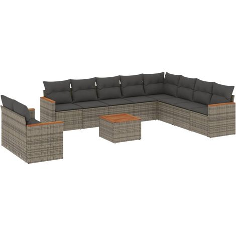 Maison Exclusive - 11-tlg. Garten-Sofagarnitur mit Kissen Grau Po (1/5)