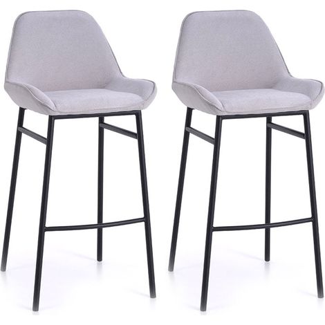 Set 2 Sgabelli 49,5x41x105 cm in Similpelle Grigio Chiaro (1/3)