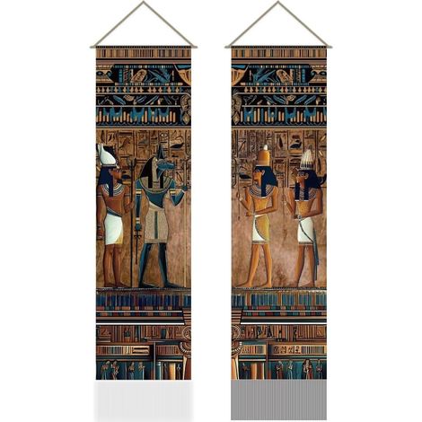 Lot de 2 tapisseries murales égyptiennes anciennes, religion et mythologie historique, pharaons, hiéroglyphes, pour chambre à coucher, salon, café (1/5)