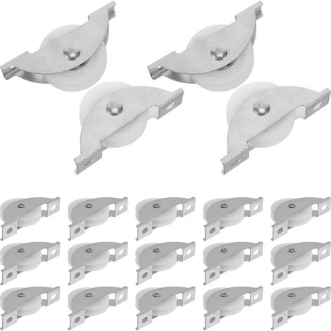Lot de 20 Galets de Guidage en Nylon Blanc Zingué pour Portes Coulissantes Silencieuses Poulies à Billes Résistantes pour Portes de Placard Fenêtre et Meuble Installation (1/5)