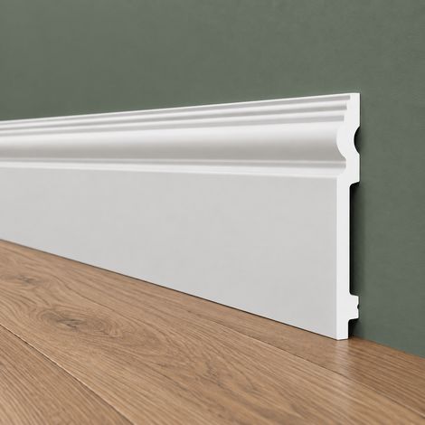 pacco da 100ML di Battiscopa RESISTO in polimeri extracompatti mod. SFORZESCO Bianco mis. 170x15mm