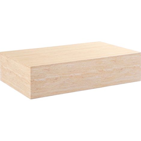 ISBEL - Table basse rectangulaire marbre d'ingénierie couleur travertin (1/4)