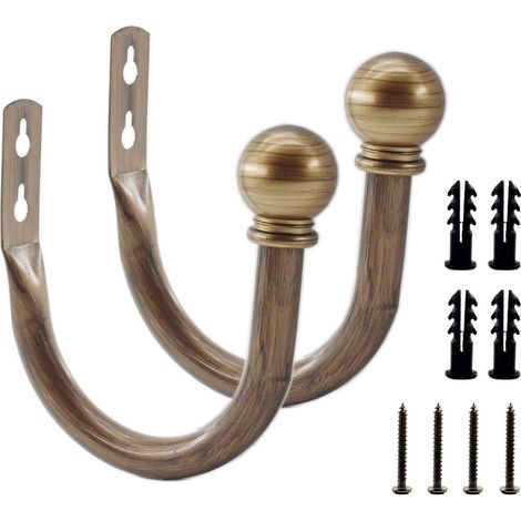 1 par de ganchos de metal para cortina, estilo retro, para colgar en la pared, con forma de U.