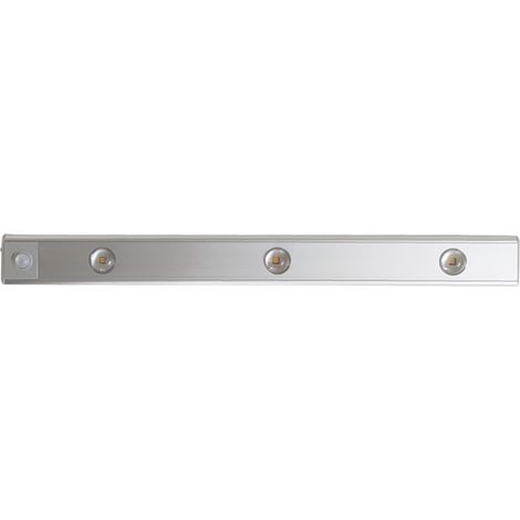 Ortviai Lampe LED sans fil pour placard – 40 cm, capteur de mouvement intelligent, rechargeable USB, lumière à 3 couleurs et intensité réglable, finition argentée (1/5)