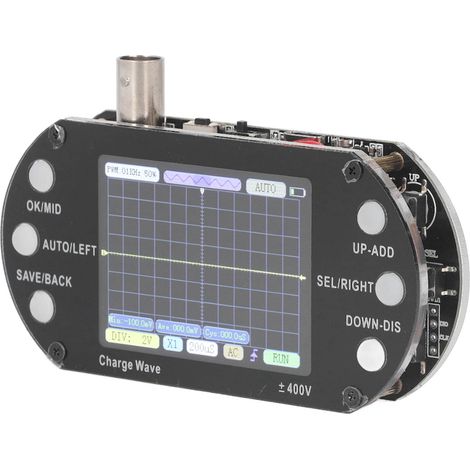 Digitales Oszilloskop, 2,5 MHz Abtastrate, 2,4-Zoll-TFT-Display, 320 x 240 Pixel Auflösung, Signalwellenform, Transistor (1/5)