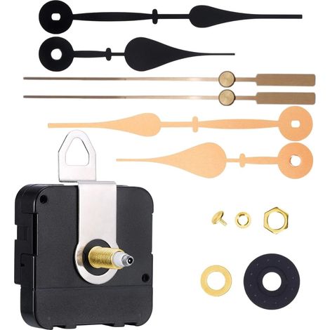 Mecanisme Horloge Murale Silencieux avec Tige de 20 mm, Incluant 2 Jeux d'aiguilles, Mecanisme Quartz pour Assemblage DIY, Remplacement et Reparation (1/5)