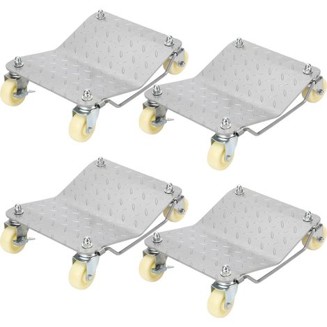 SWANEW Carrelli per la movimentazione delle auto, portata 500 kg (ciascuno), ausilio per le manovre con rotazione bloccabile a 360° per auto, camion e motociclette - 4 pezzi (1/5)