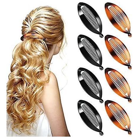 noir, Couleur Caf Noir , Pinces La Banane, 8 Pcs Pinces Banane Poisson Cheveux Pour Le Sport La Vie Quotidienne Le Travail Et Pinces Cheveux For (1/5)