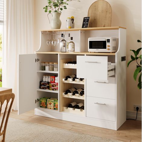 Sideboard mit LED, Steckdose und Weinregal 120 cm OKMYHOME (1/5)