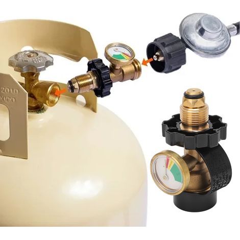Adaptateur de Bouteille de Gaz avec Cadran Coloré et Détection de Fuite - Indicateur de Niveau de Sécurité pour Propane (1/5)
