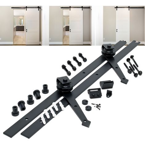 Sistema de herrajes para puerta corredera 183cm 6ft max. 90kg Riel para puerta deslizante Decoración