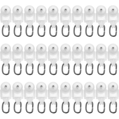 30 pièces glisseurs à roulettes pour rail de rideau de plafond, blanc (1/5)