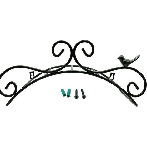 Metallener Wandschlauchhalter mit antikem Vogelmotiv aus Gusseisen, Schwarz, 38,1 x 15,2 cm - KZQ