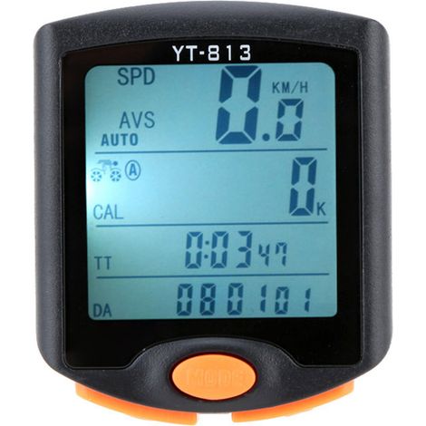 Ordinateur de vélo sans fil avec compteur kilométrique, compteur de vitesse, chronomètre, thermomètre, éclairage nocturne et étanche à la pluie (1/5)