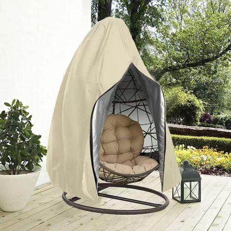 Housse de Chaise Suspendue Oeuf Suspendu Exterieur Jardin Bache de Protection 210D Oxford-Tissu Imperméable Anti-UV(Beige,115x190cm)
