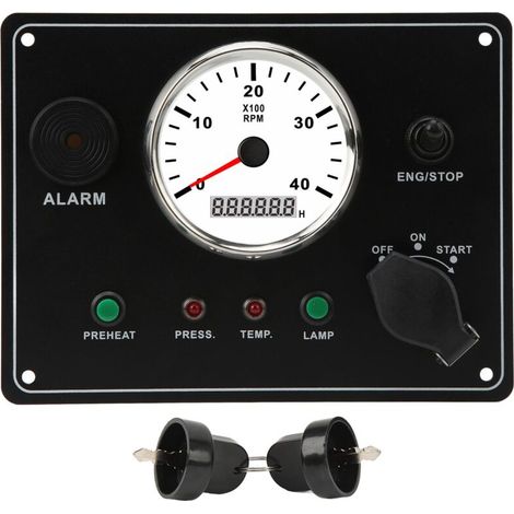 Hochpräziser Universal-Drehzahlmesser für Schiffsmotoren, multifunktionaler Armaturenbrett-Drehzahlmesser für Boote, Landmaschinen, Wohnmobile (24 V).