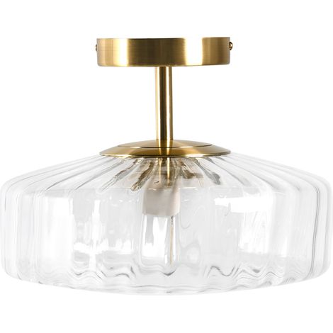 Lámpara de techo de vidrio pantalla redonda base chapada en hierro dorado estilo glamuroso moderno pantalla de vidrio transparente Siepre (1/5)
