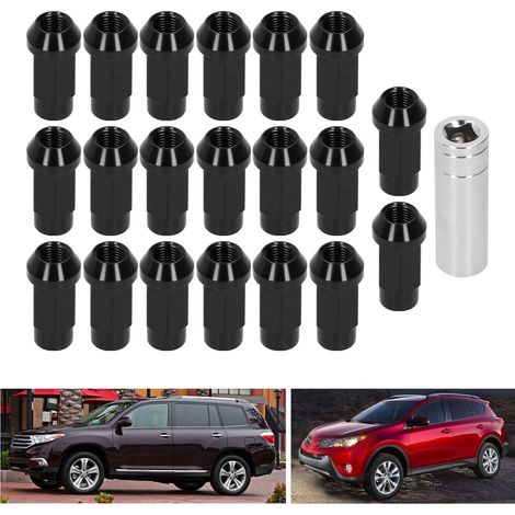 Kit de modification automobile : 20 écrous de roue M14x1,5, trou traversant de 50 mm, en aluminium 7075-T6, noirs. (1/5)