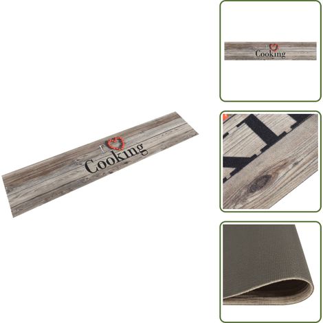 Terciopelo - vidaXL Alfombra de cocina lavable terciopelo Cooking gris 60x300 cm - Cocina gris