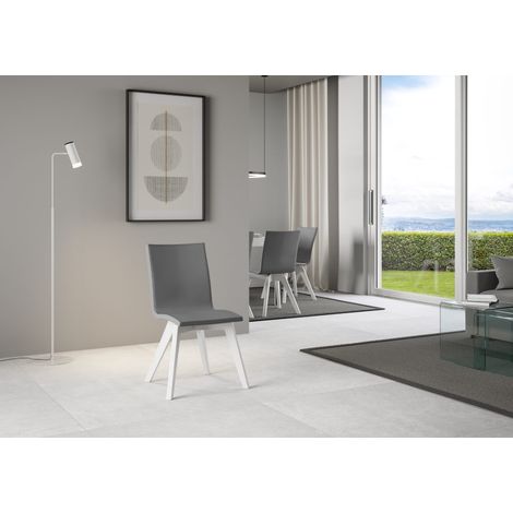 Chaise Trudy Pieds Blancs Coussin Gris 11 (1/3)