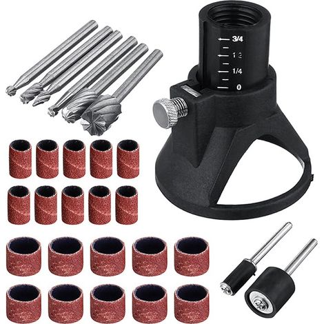 29Pcs Accessoire de Broyeur Électrique, Outil Rotatif Électrique Réglable Multi-Outil Localisateur de Broyeur Électrique Porte-Foret Hss Routeur Forets Pièces de Fixation (1/5)