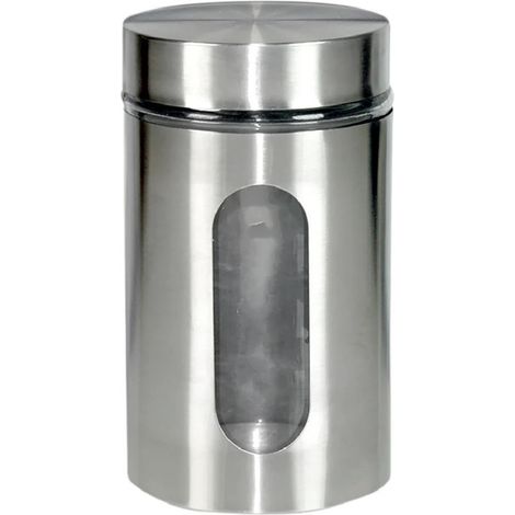 TrAdE Shop Traesio - Barattolo Con Oblò In Acciaio Inox 18x10cm Capacità 900ml Accessorio Contenitore -