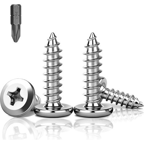 60 Pièces Vis Autotaraudeuses à Tête Plate Phillips M6x30mm, Vis Bois Acier Inoxydable 304 Filetage Complet, pour Bois Métal Montage Plastique Maintenance DIY (1/5)