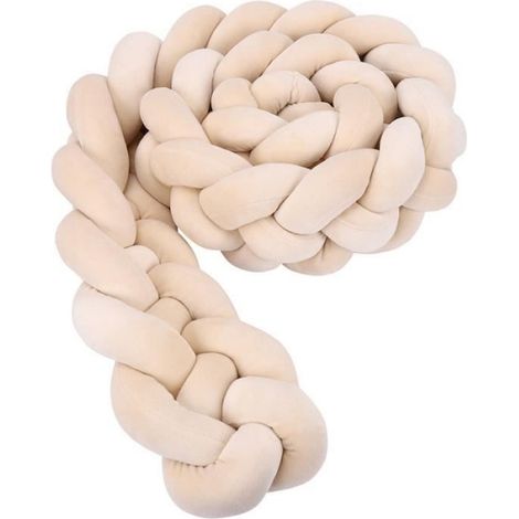 2M Tour de Lit Coussin Serpent Coussin Tressé Pare-chocs Velours Protection Bébé Beige-122 (1/4)