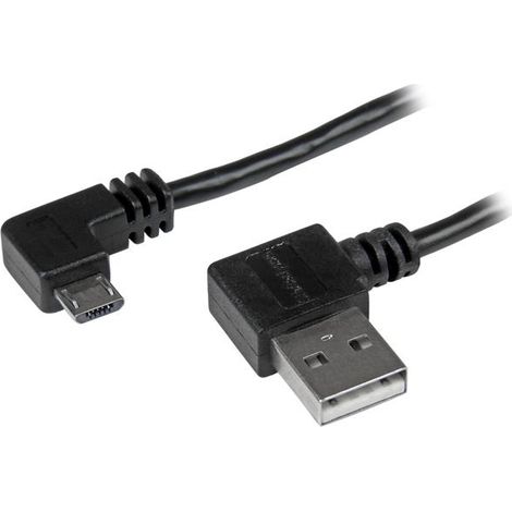CABLE USB A VERS MICRO B DE 2 M AVEC CONNECTEURS A ANGLE DROIT