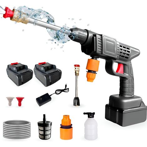 Nettoyeur Haute Pression. Pistolet Nettoyeur Haute Pression avec 2 Batteries 48V. Laveuse Électrique Portable sans Fil 35 Bars / 500PSI / 1500mAh / 300W. Rechargeable avec Accessoires. (1/5)