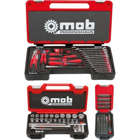 Mob Outillage – Coffret multi-outils 174 pièces – Polyéthylène haute densité – Charnières renforcées – Design ergonomique pour transport facile