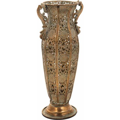 Jarrón de metal dorado 15,5x11,5x34