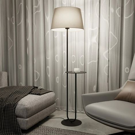 [GEBRAUCHT] B-Ware Hotel Stehlampe Stehleuchte Schwarz Beige Stoff Metall 150 Cm
