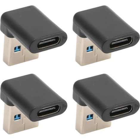 Lot de 4 adaptateurs USB-C coudés à angle droit, mâle vers femelle, transmission 10Gbps, portable pour ordinateurs portables et PC de bureau (1/5)