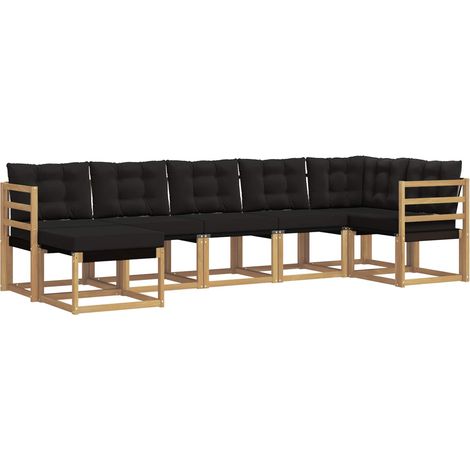 vidaXL Set di divani da esterno 7 pz Bianco e Nero (1/5)
