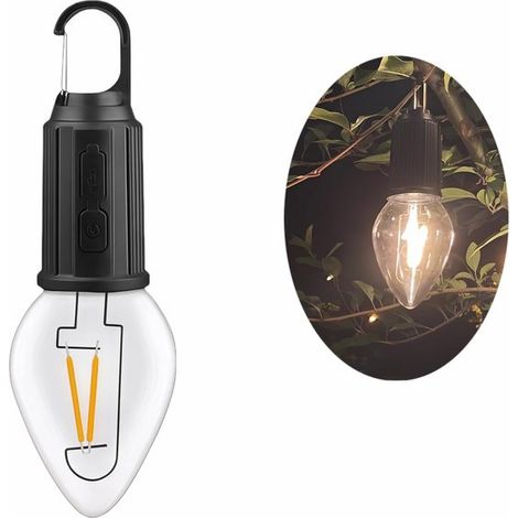 Lampe de camping LED portable avec crochet de suspension, rechargeable par USB-C, 3 niveaux de luminosité, étanche pour les situations d'urgence, les tentes, la randonnée et les pannes de courant. (1/5)