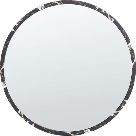 Espejo decorativo de pared redondo marco grueso material sintético vidrio ø 69 cm negro Martel