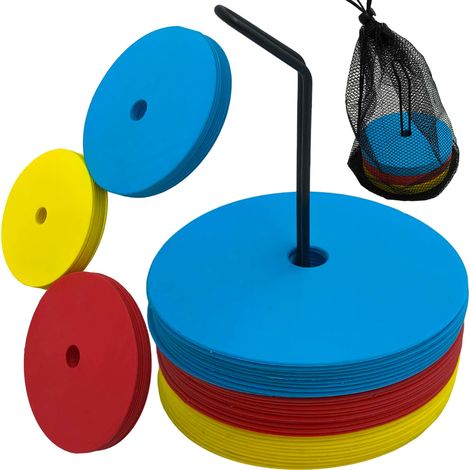 Tapis d'entraînement plats en caoutchouc (2 mm), lot de 30 avec poignée (3 couleurs) + housse (1/3)