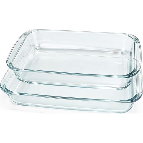 Lot de 2 plats à lasagnes en verre 2,2 l + 1,6 l (1/5)